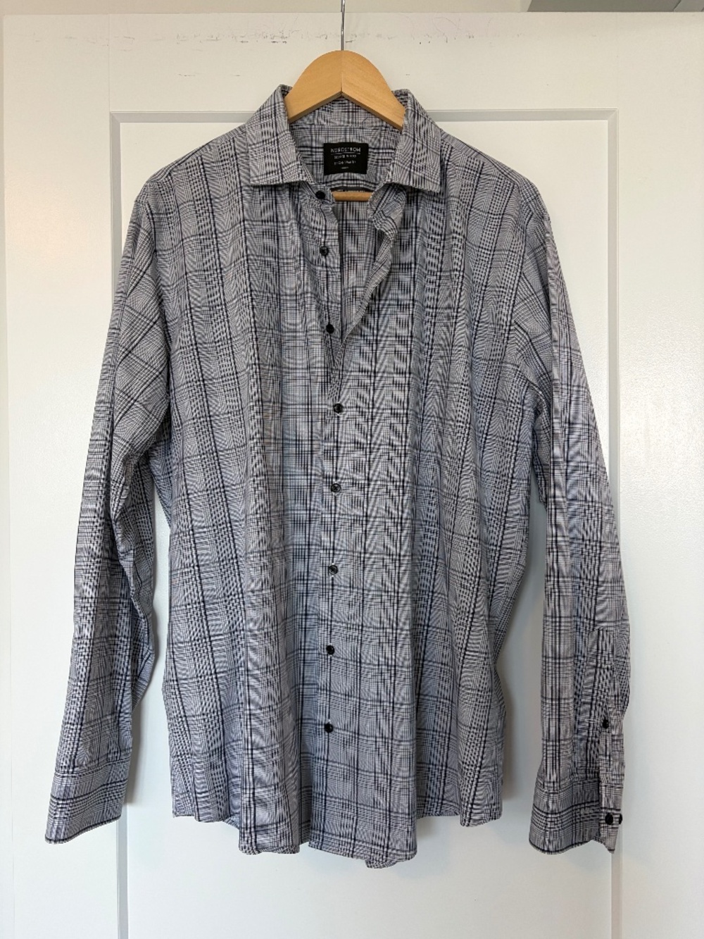 Nordstrom Tech-Smart Trim Fit Dress Shirt, Grey Glen Plaid, 17/34-35